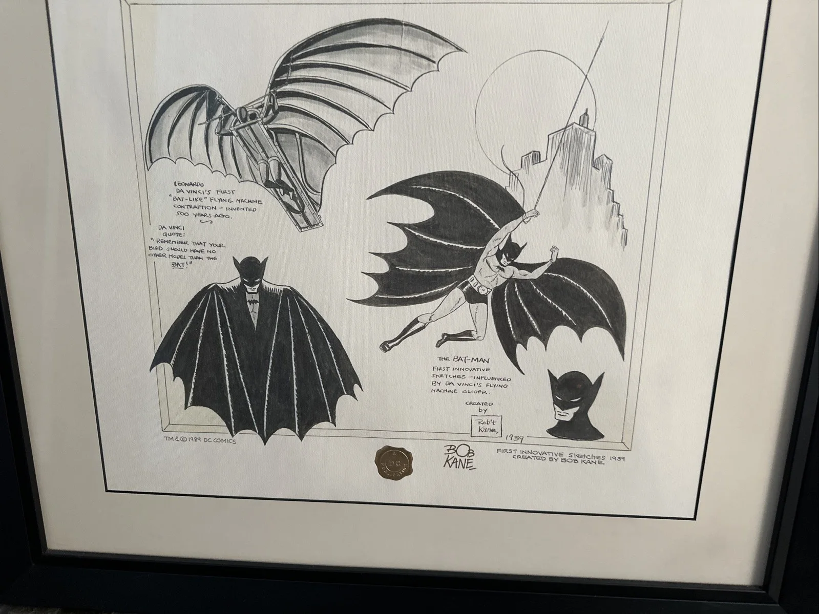 Bob Kane Batman Signed Autograph Autographed Lithograph! Framed Auto Nice!, image 4