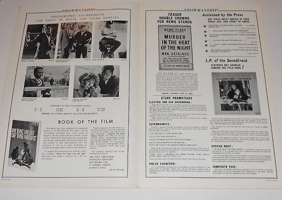 IN THE HEAT OF THE NIGHT. 1950 THRILLER MOVIE. ORIGINAL UK CAMPAIGN PRESS BOOK, изображение 2
