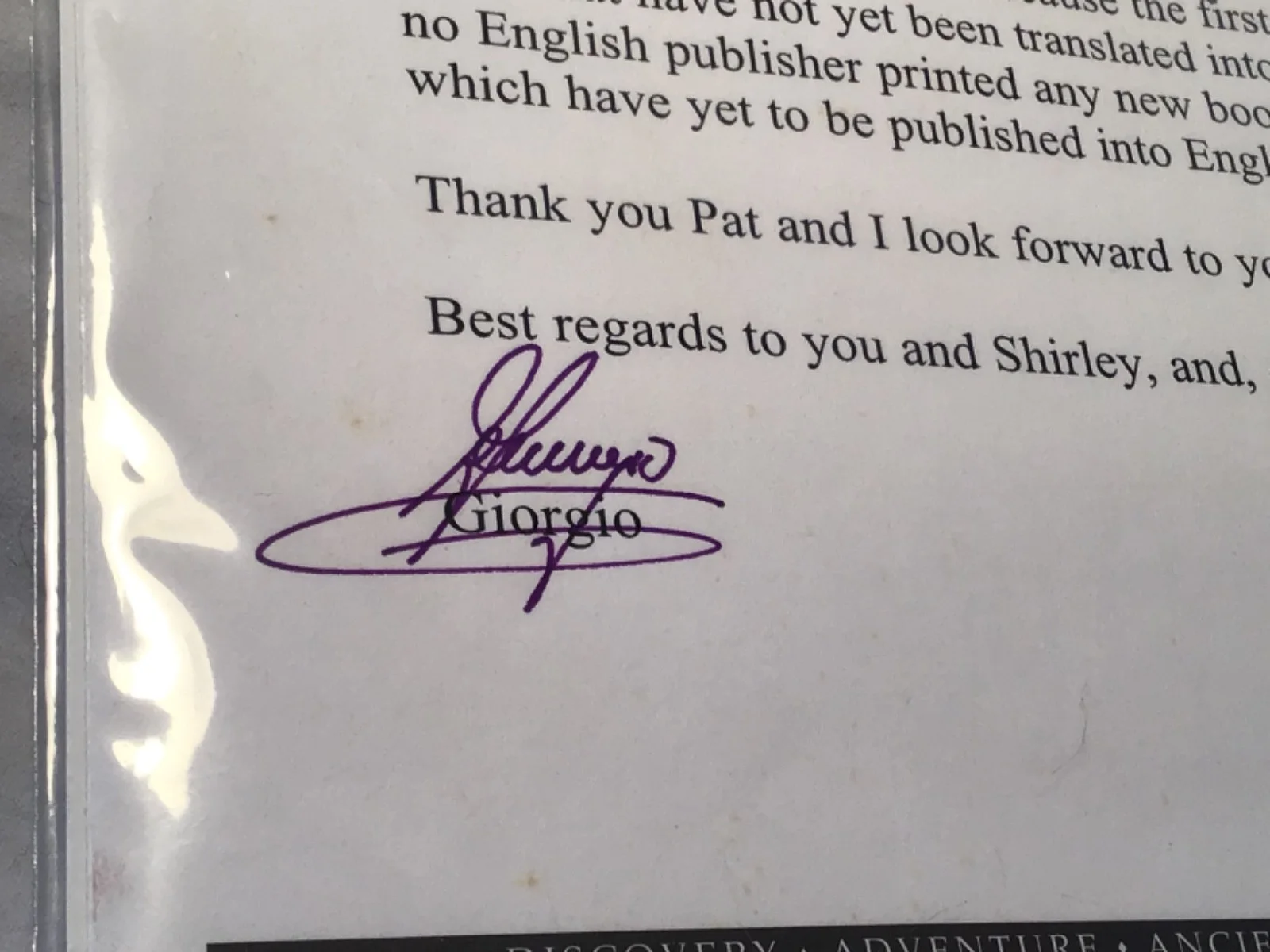 Giorgio Tsoukalos — Giorgio Tsoukalos Letterhead Business Correspondence Signed, image 3