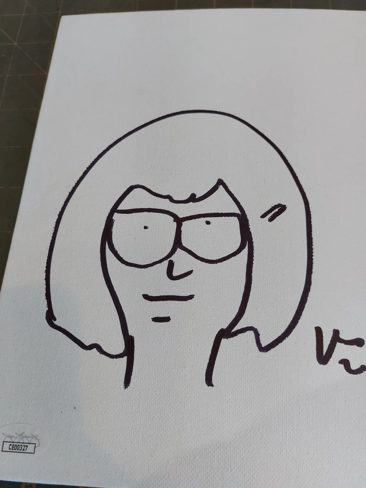 Dan Mintz — Dan Mintz Signed 8x10 Canvas Sketch Tina Bob's Burger JSA Bent, image 3