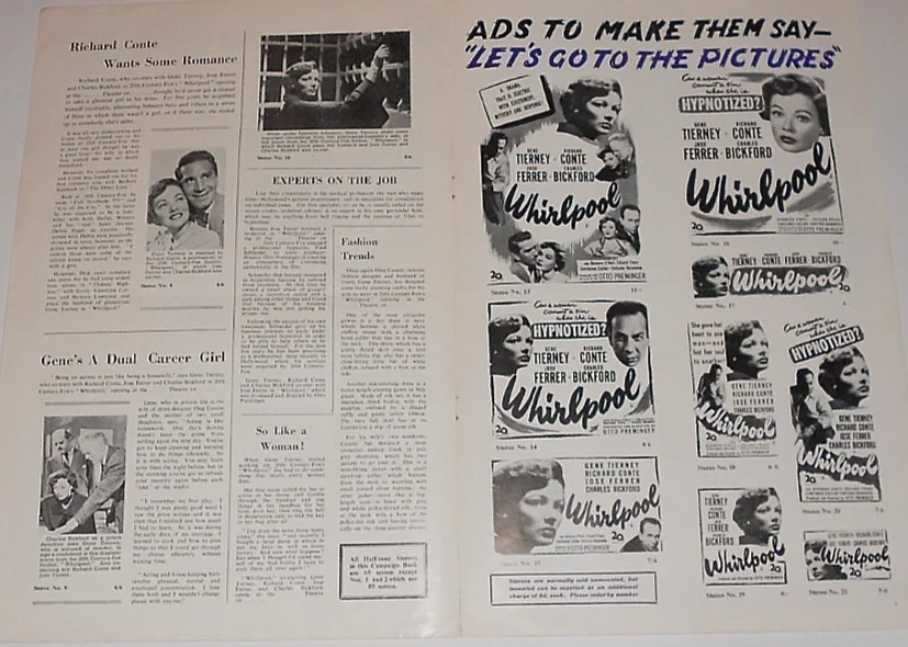 WHIRLPOOL. 1950 FILM NOIR. GENE TERNEY. ORIGINAL UK CAMPAIGN PRESS BOOK., изображение 4