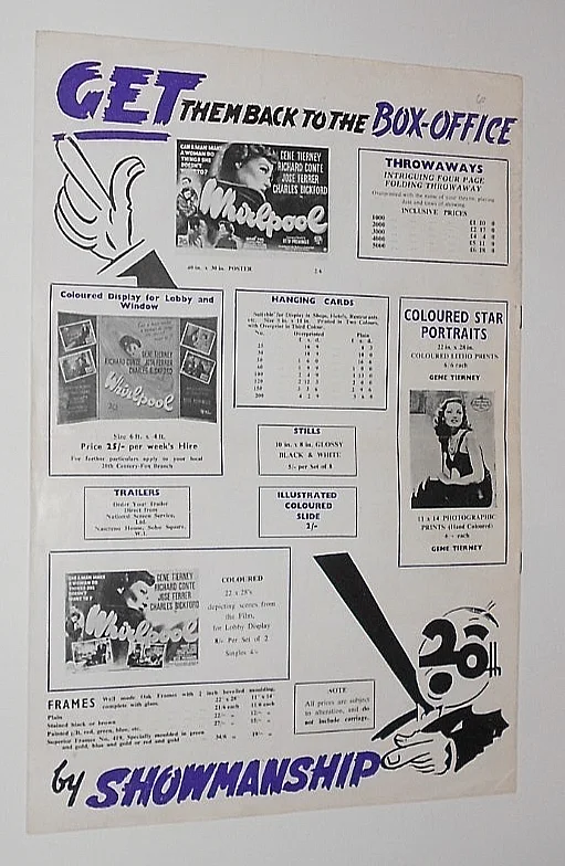 WHIRLPOOL. 1950 FILM NOIR. GENE TERNEY. ORIGINAL UK CAMPAIGN PRESS BOOK., изображение 5