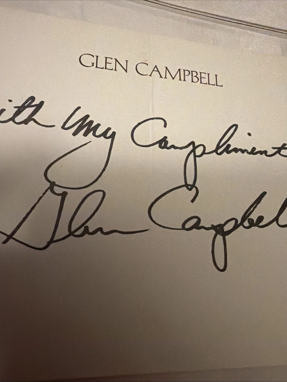 Glen Campbell Signed Autograph Card – Rhinestone Cowboy Country Music Legend, изображение 2