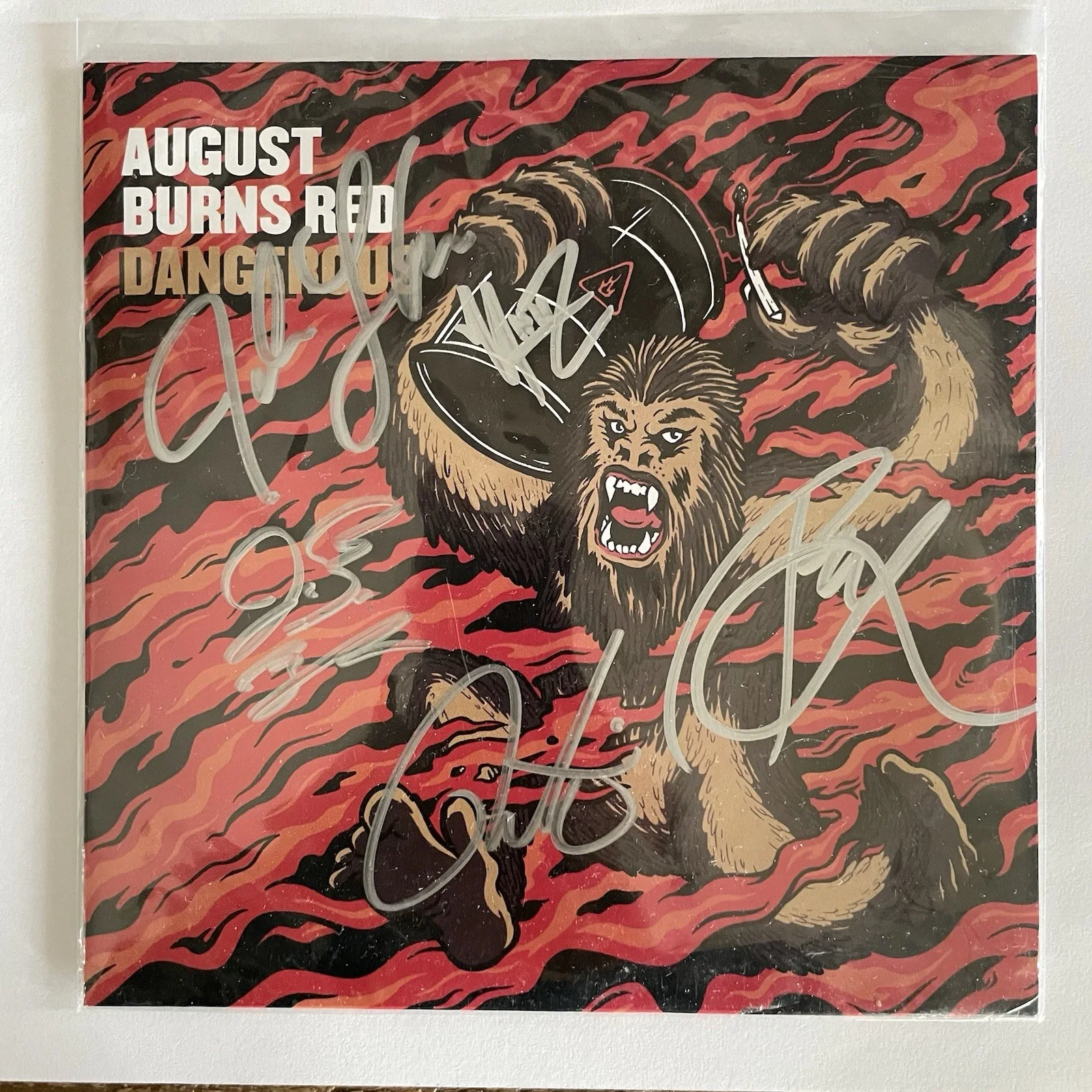 Metalcore Band AUGUST BURNS RED Single Dangerous SIGNED 7" Vinyl black tested, image 2