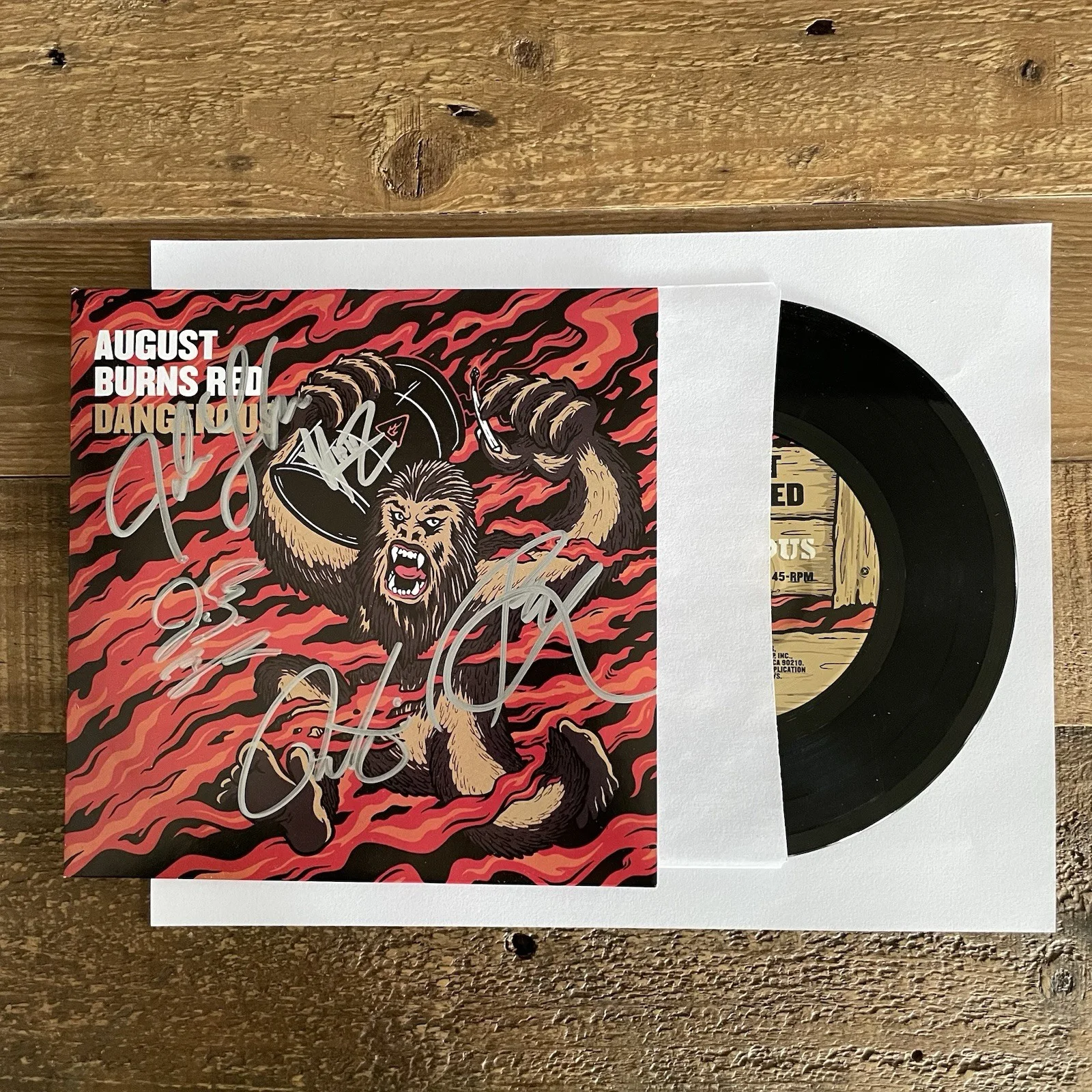 Metalcore Band AUGUST BURNS RED Single Dangerous SIGNED 7" Vinyl black tested, image 4