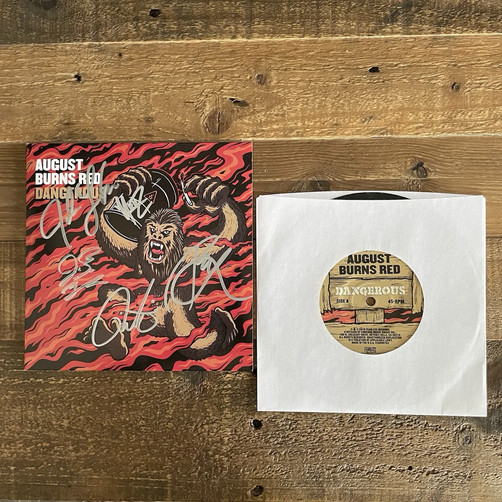 Metalcore Band AUGUST BURNS RED Single Dangerous SIGNED 7" Vinyl black tested, image 5