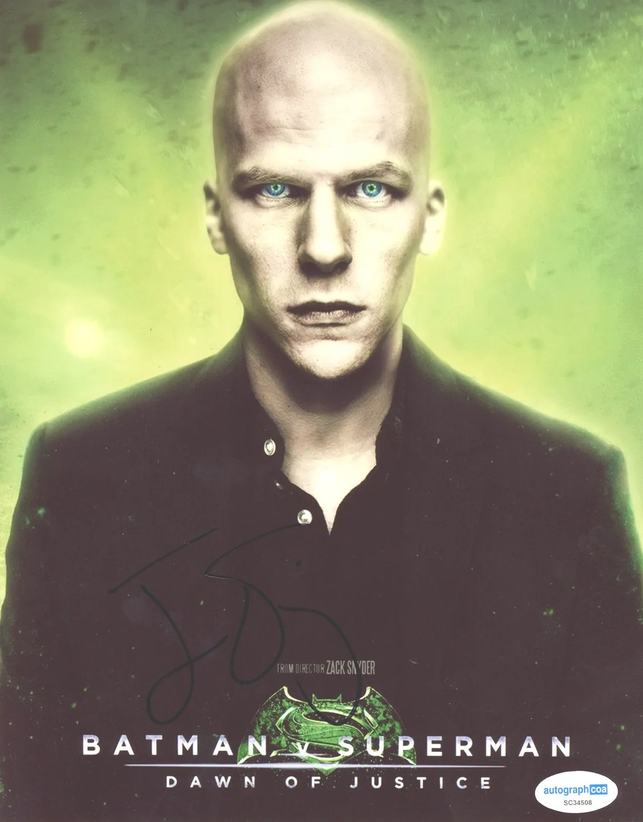JESSE EISENBERG — Jesse Eisenberg signed "BATMAN v SUPERMAN" 8x10 Photo PROOF Lex Luthor ACOA COA, изображение 3
