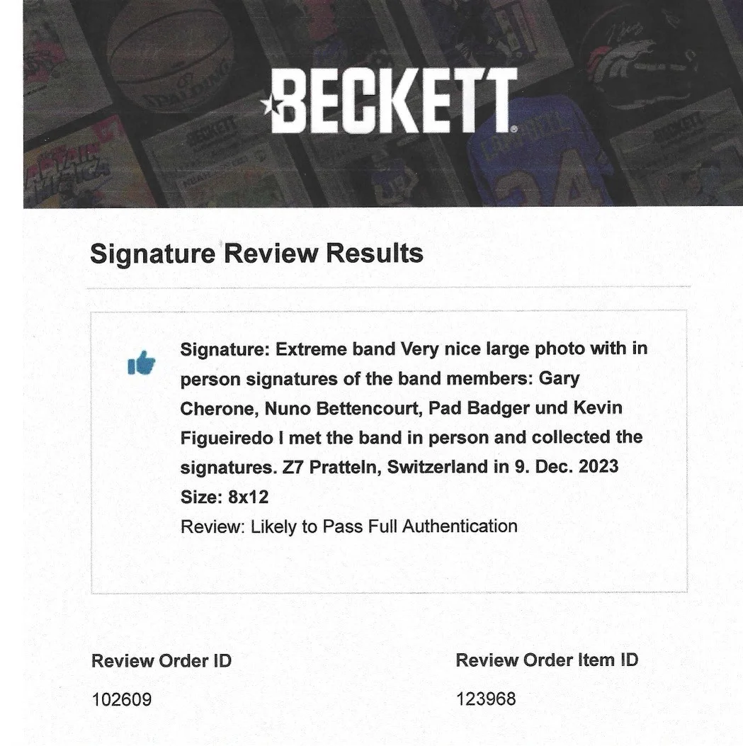 EXTREME signed 8x12 autographed photo / inperson NUNO BETTENCOURT / Beckett, изображение 2