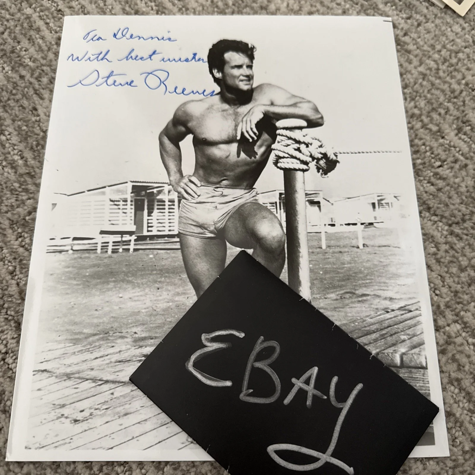 Steve Reeves SIGNED PHOTO Body Builder PSA COA To Dennis Mr. America HERCULES, image 2