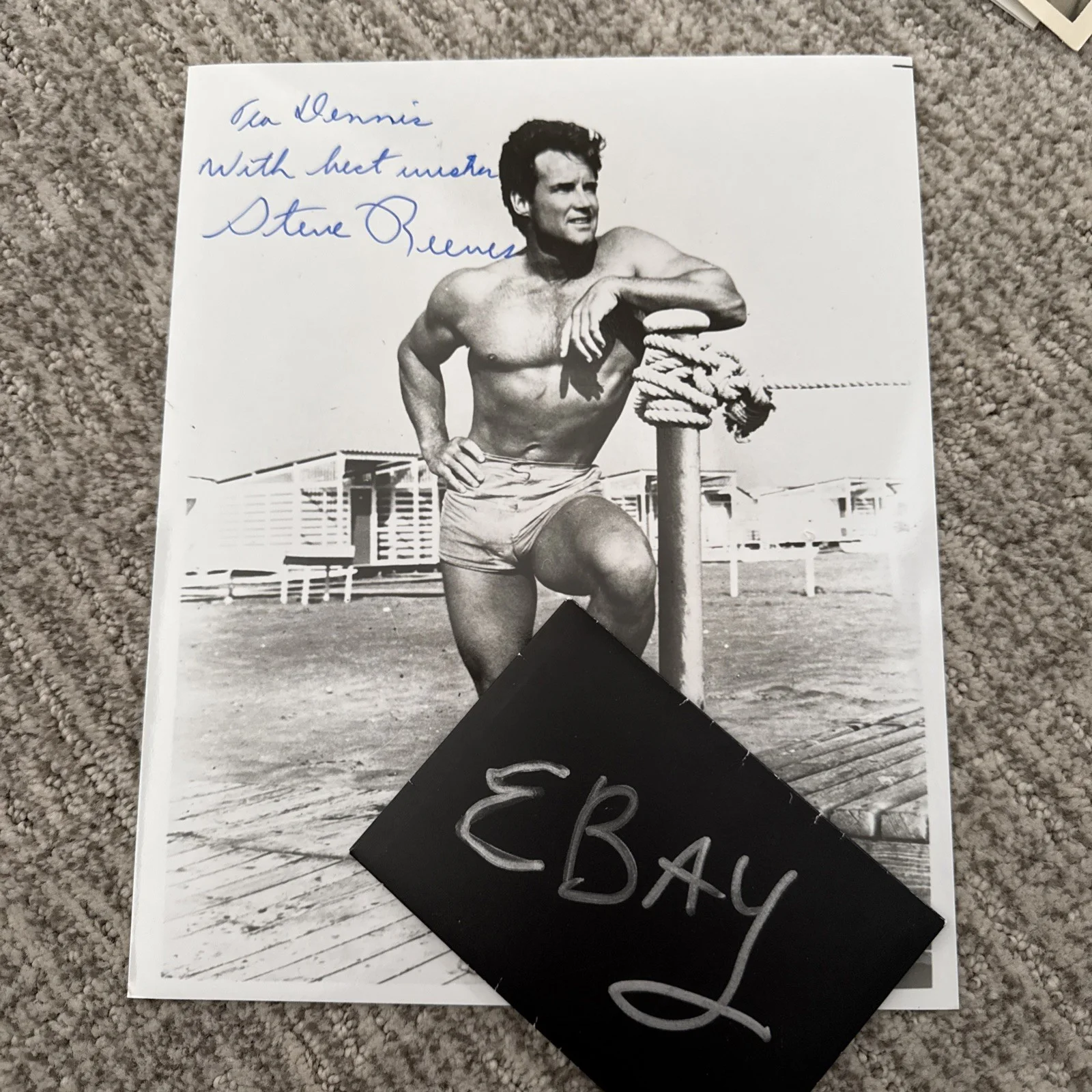 Steve Reeves SIGNED PHOTO Body Builder PSA COA To Dennis Mr. America HERCULES, image 3