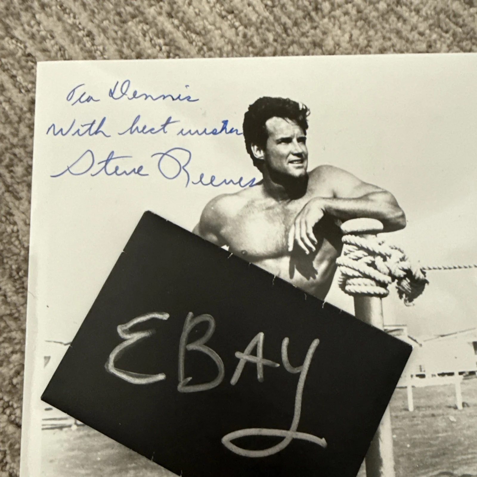 Steve Reeves SIGNED PHOTO Body Builder PSA COA To Dennis Mr. America HERCULES, image 4