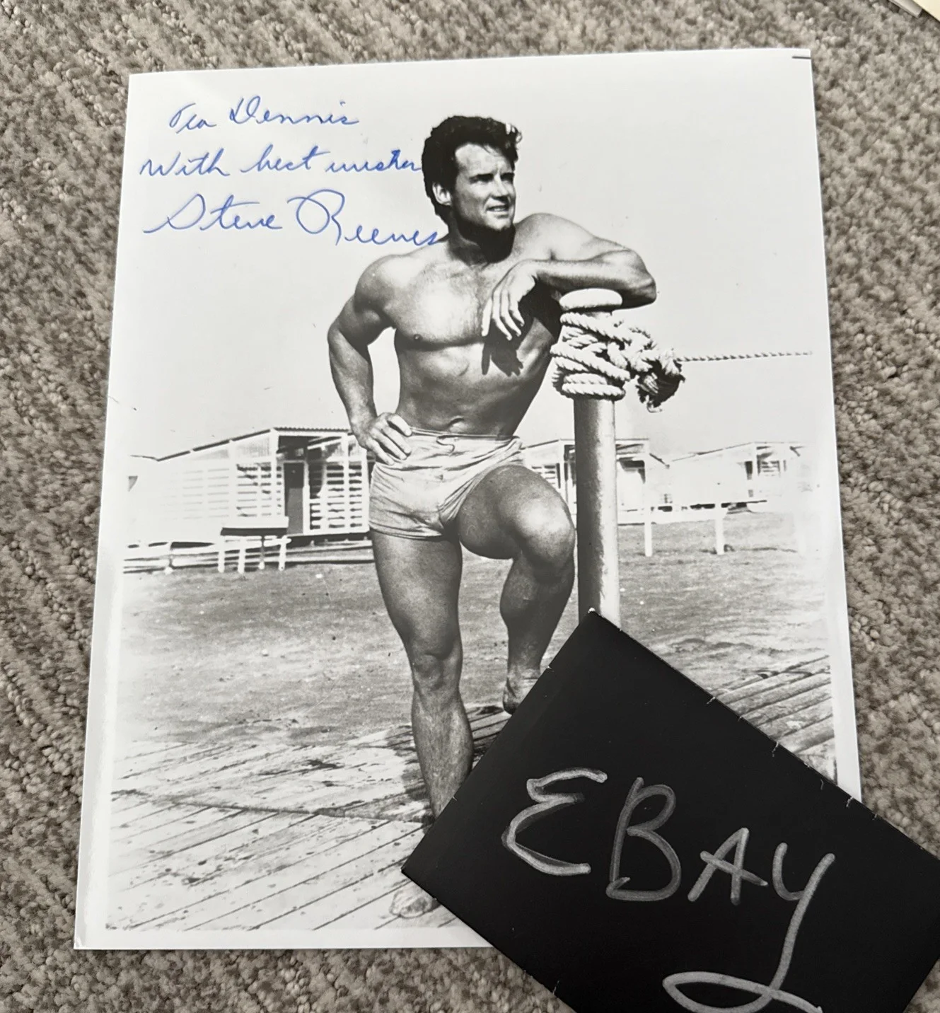 Steve Reeves SIGNED PHOTO Body Builder PSA COA To Dennis Mr. America HERCULES, image 5
