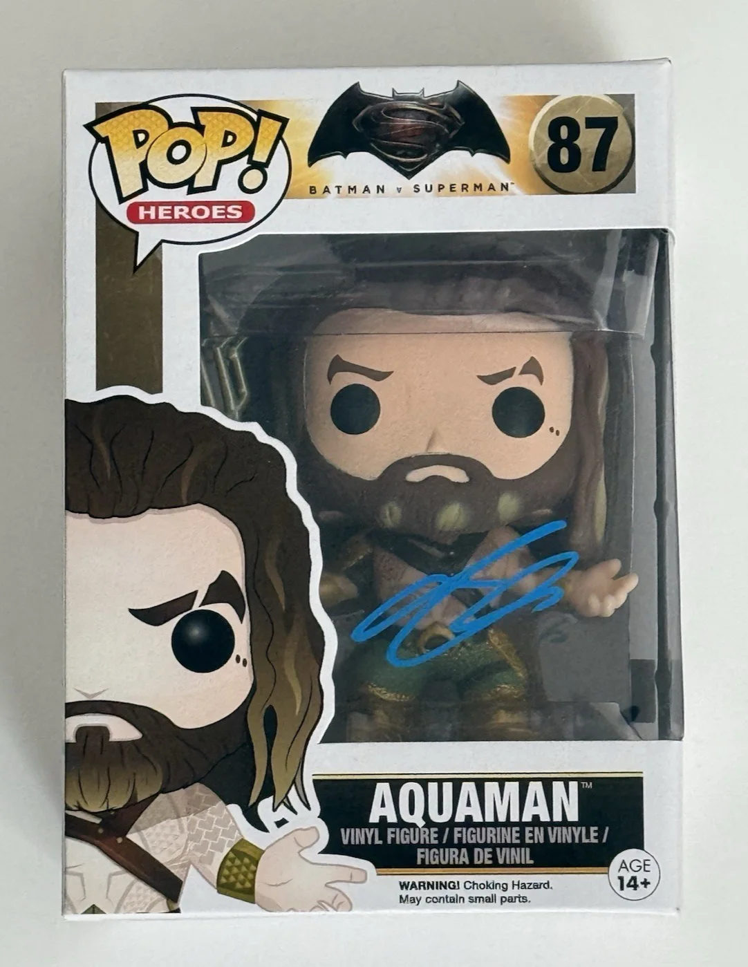 Jason Momoa — Jason Momoa signed Aquman Batman vs Superman Funko Pop #87 Beckett BAS autograph, image 3