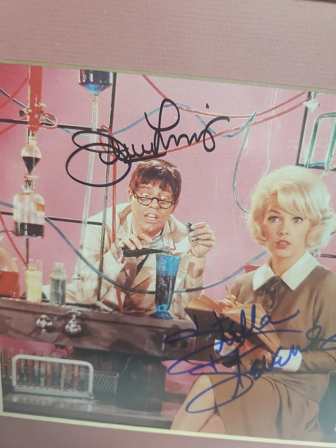 JERRY LEWIS STELLA STEVENS — JERRY LEWIS STELLA STEVENS "THE NUTTY PROFESSOR" SIGNED AUTOGRAPH FRAMED PHOTO, image 2