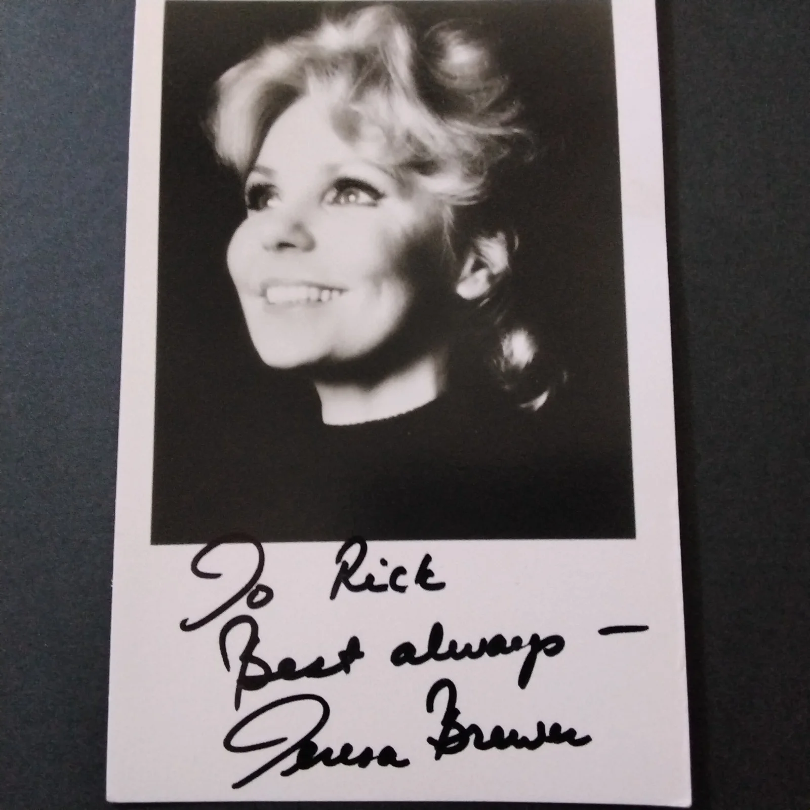 Teresa Brewer SIGNED 3x5 Photo Radio Movie TV Singer Let Me Go Lover Tear Fell, изображение 2
