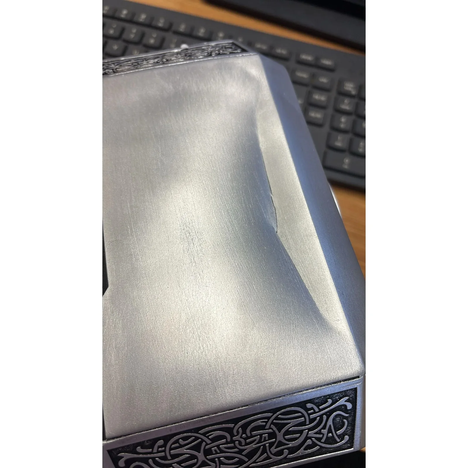 Marvel Resin Thor Hammer 'Mjolnir' 1:1 Replica with Rock Base DAMAGED, image 5