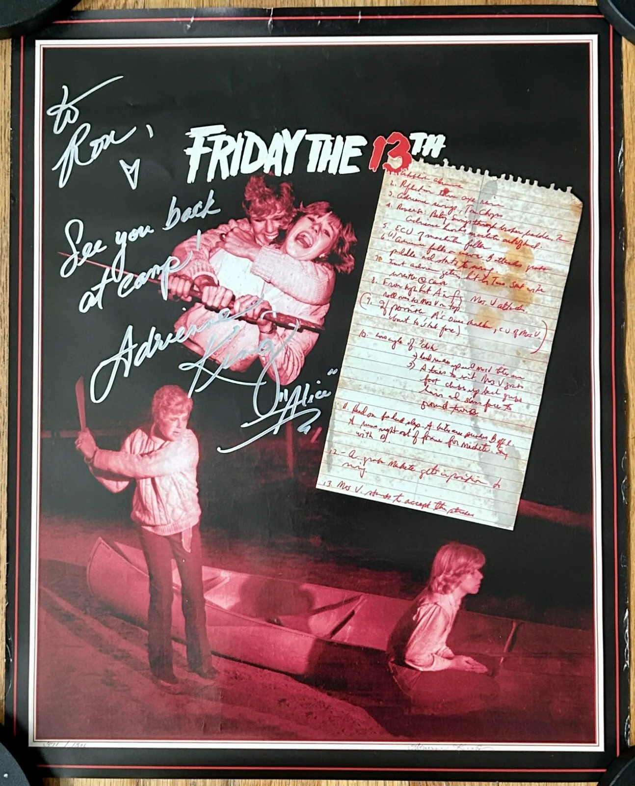 Adrienne King — Friday The 13th 16x20 Rolled Poster 371/1300 SIGNED By Adrienne King "Alice"