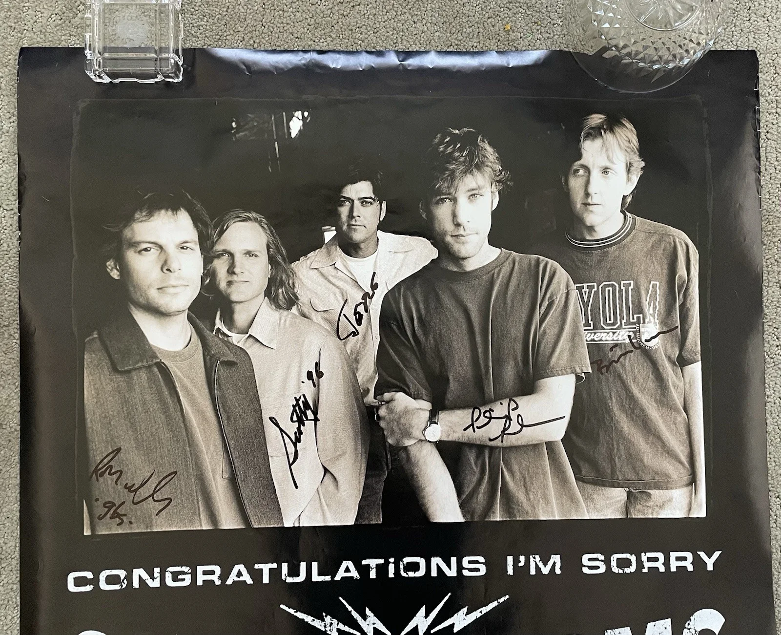 GIN BLOSSOMS Autograph Poster for "Congratulations I'm Sorry" signed by '96 Band, image 4