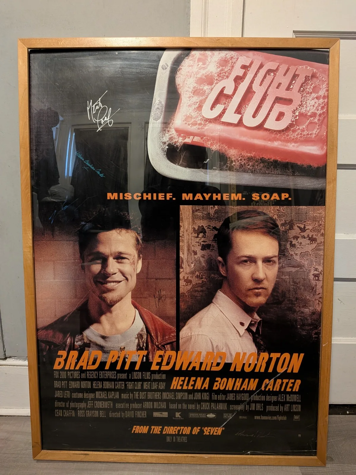 Helena Bonham Carter, Meat Loaf, Edward Norton — 1999 Fight Club Autographed Movie Poster Signed by Carter, Norton, Meat Loaf