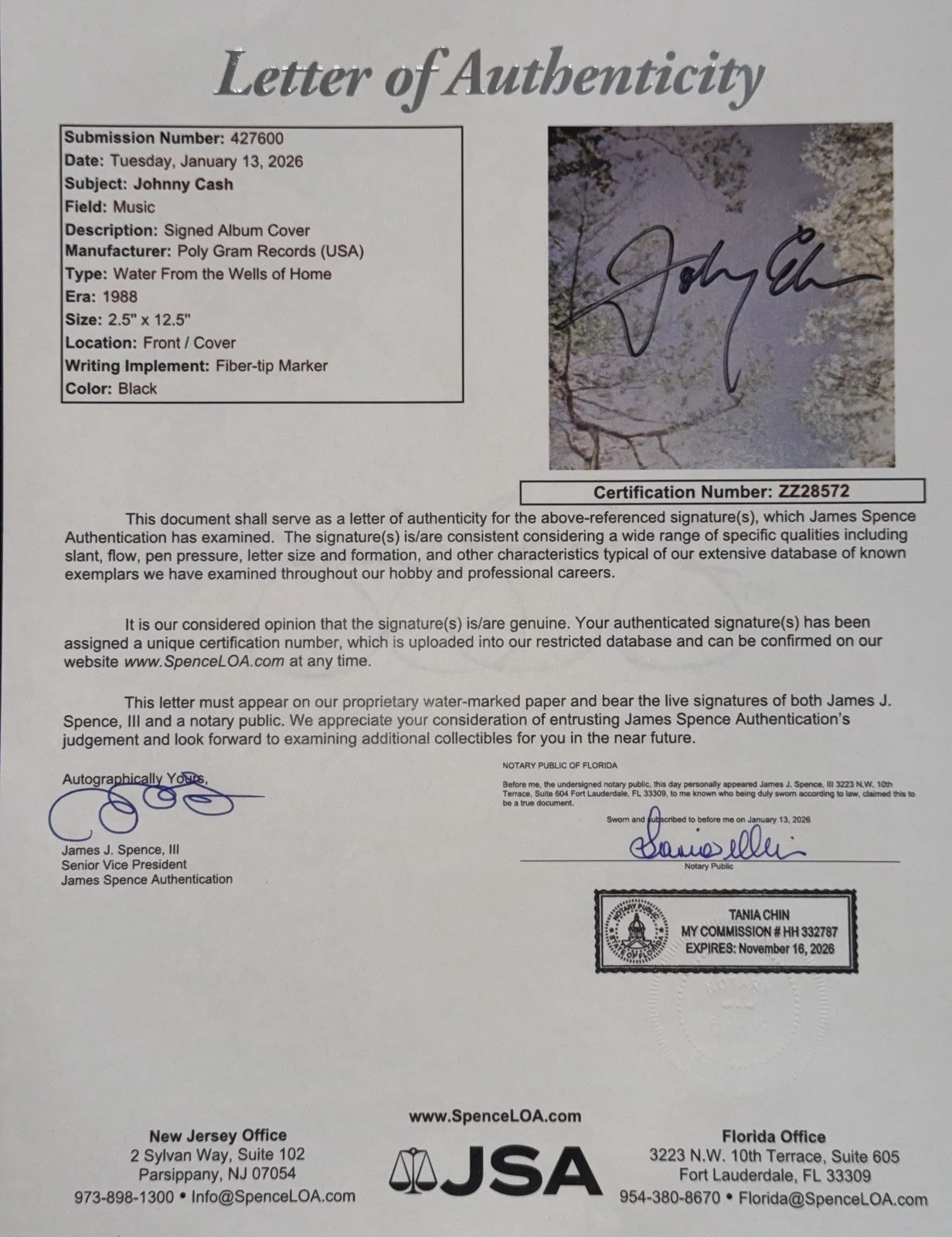 Johnny Cash Signed Water From The Wells Of Home Album JSA LOA Country Music Icon, изображение 4