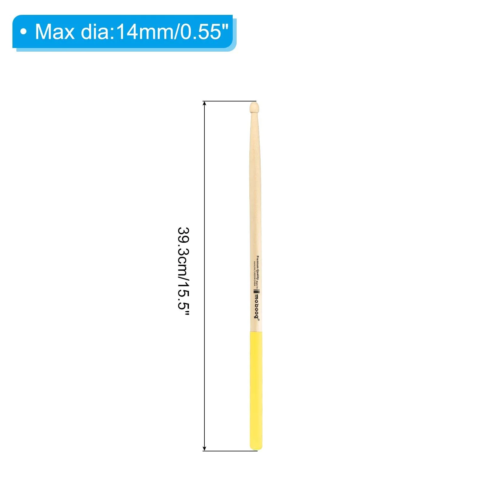 Wood Drumstick Anti Slip Handle Grips Drum Stick Wrap 7A Yellow 1 Pair, image 2