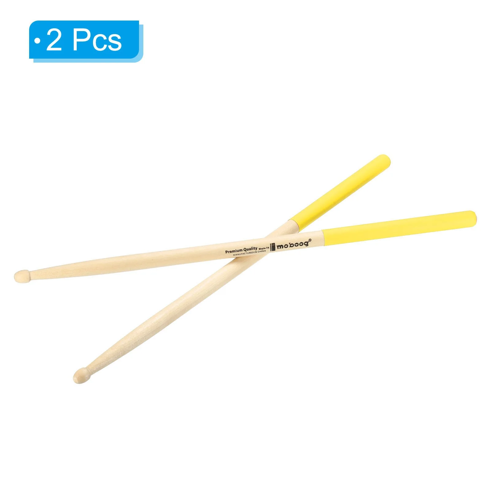 Wood Drumstick Anti Slip Handle Grips Drum Stick Wrap 7A Yellow 1 Pair, image 3
