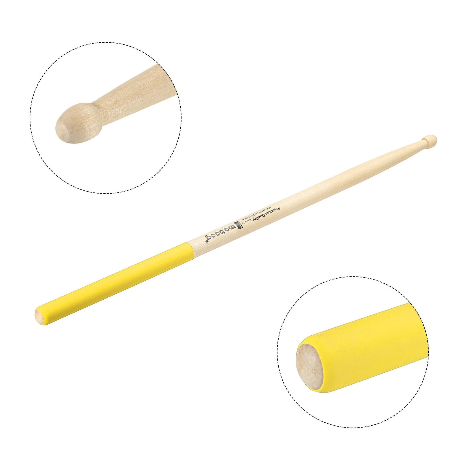Wood Drumstick Anti Slip Handle Grips Drum Stick Wrap 7A Yellow 1 Pair, image 4