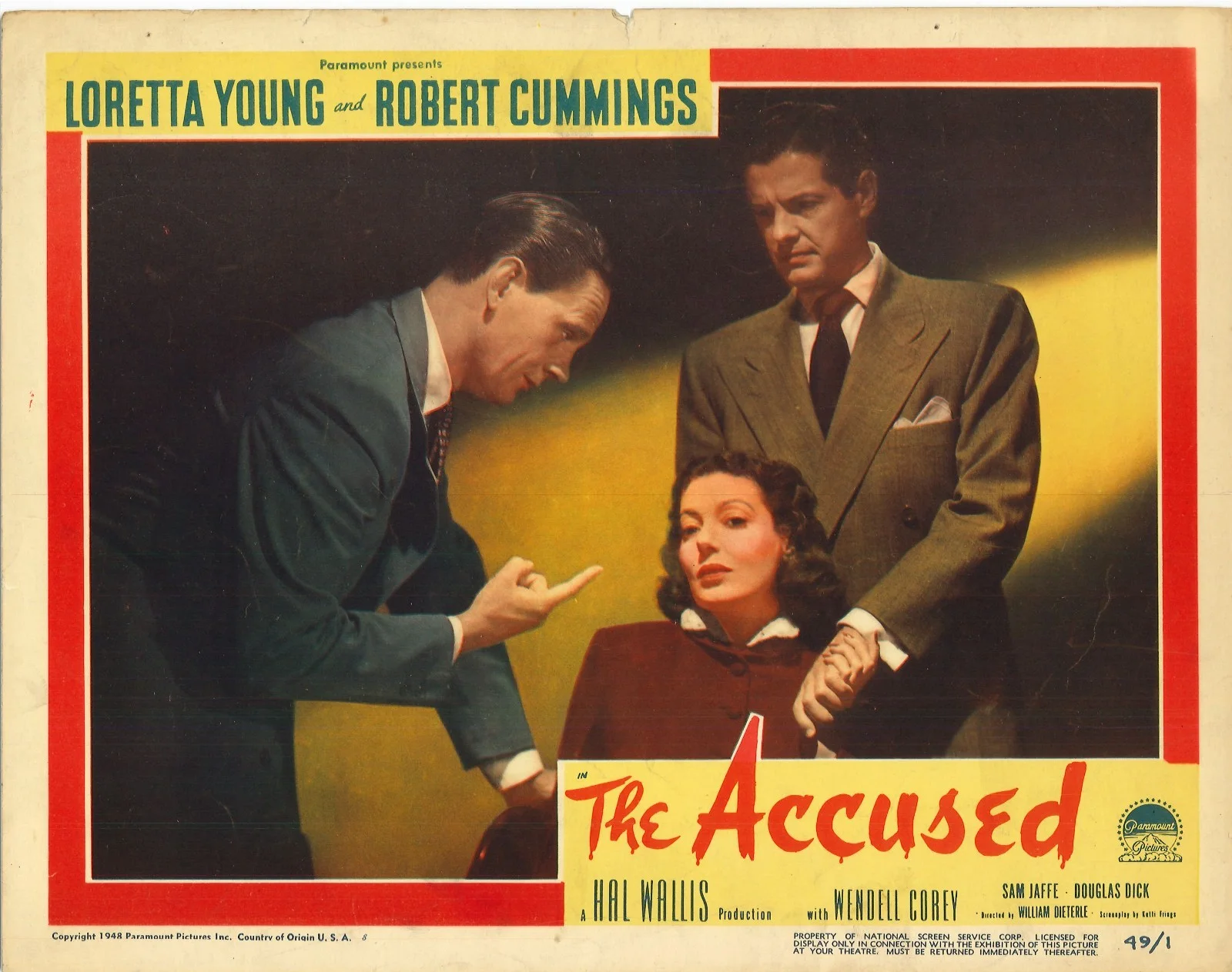 The Accused 2x ORIGINAL US Lobby Cards Loretta Young Robert Cummings 1949, изображение 2