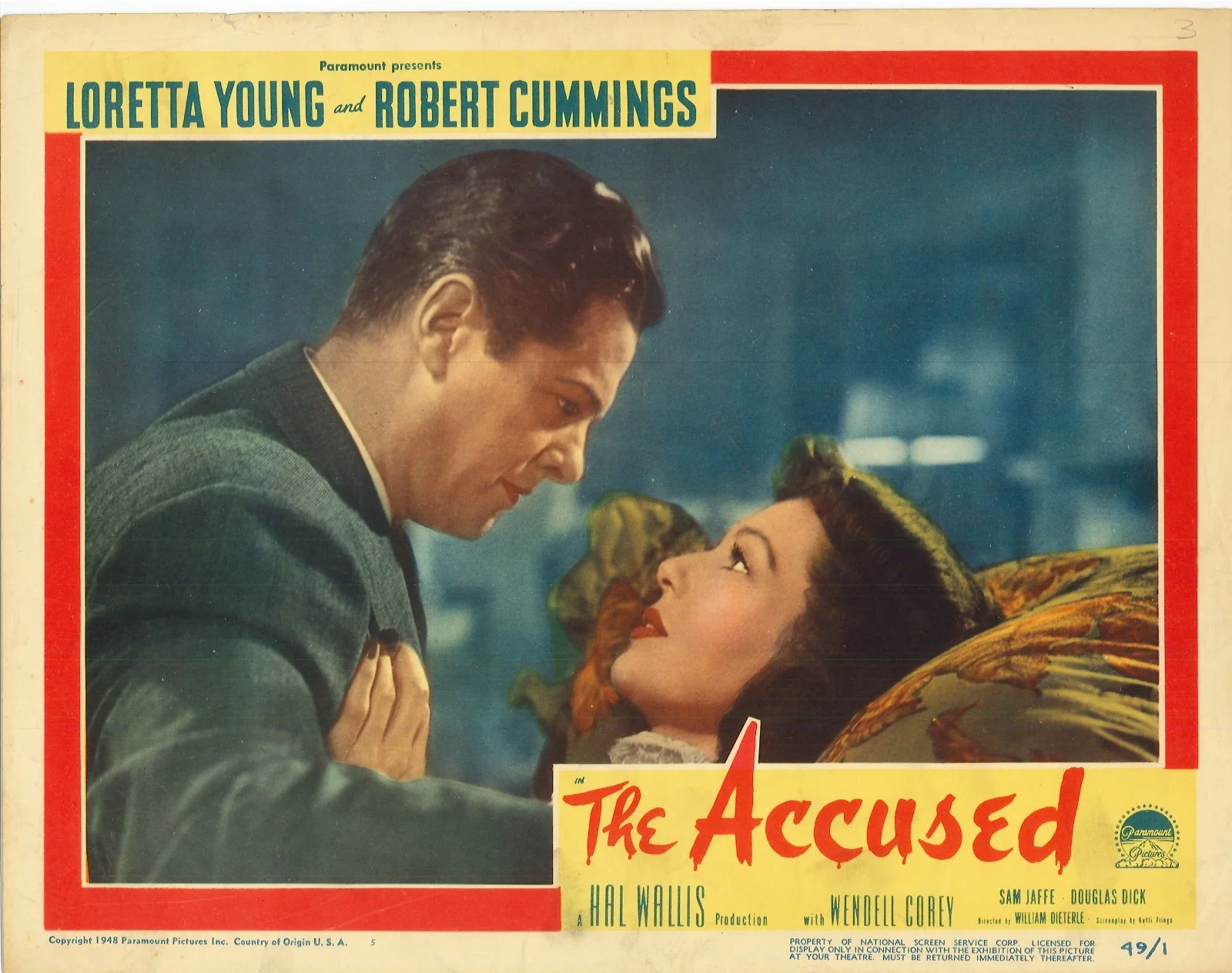 The Accused 2x ORIGINAL US Lobby Cards Loretta Young Robert Cummings 1949, изображение 3