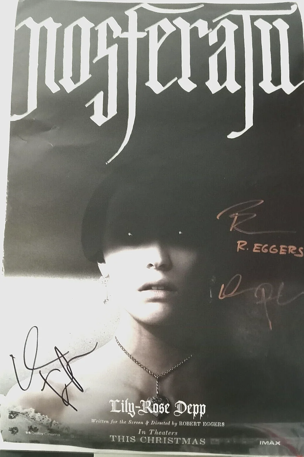 Robert Eggers, William Dafoe — ROBERT EGGERS, WILLEM DAFOE SIGNED NOSFERATU 11x17 ORIGINAL MOVIE POSTER - PROOF, image 2