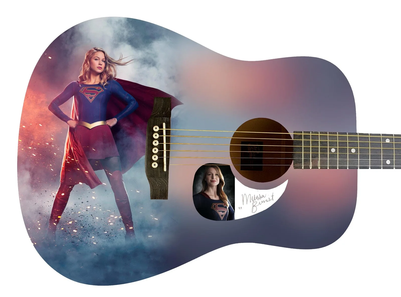 Melissa Benoist — Supergirl Melissa Benoist Signed Custom Acoustic Guitar Autographed ACOA