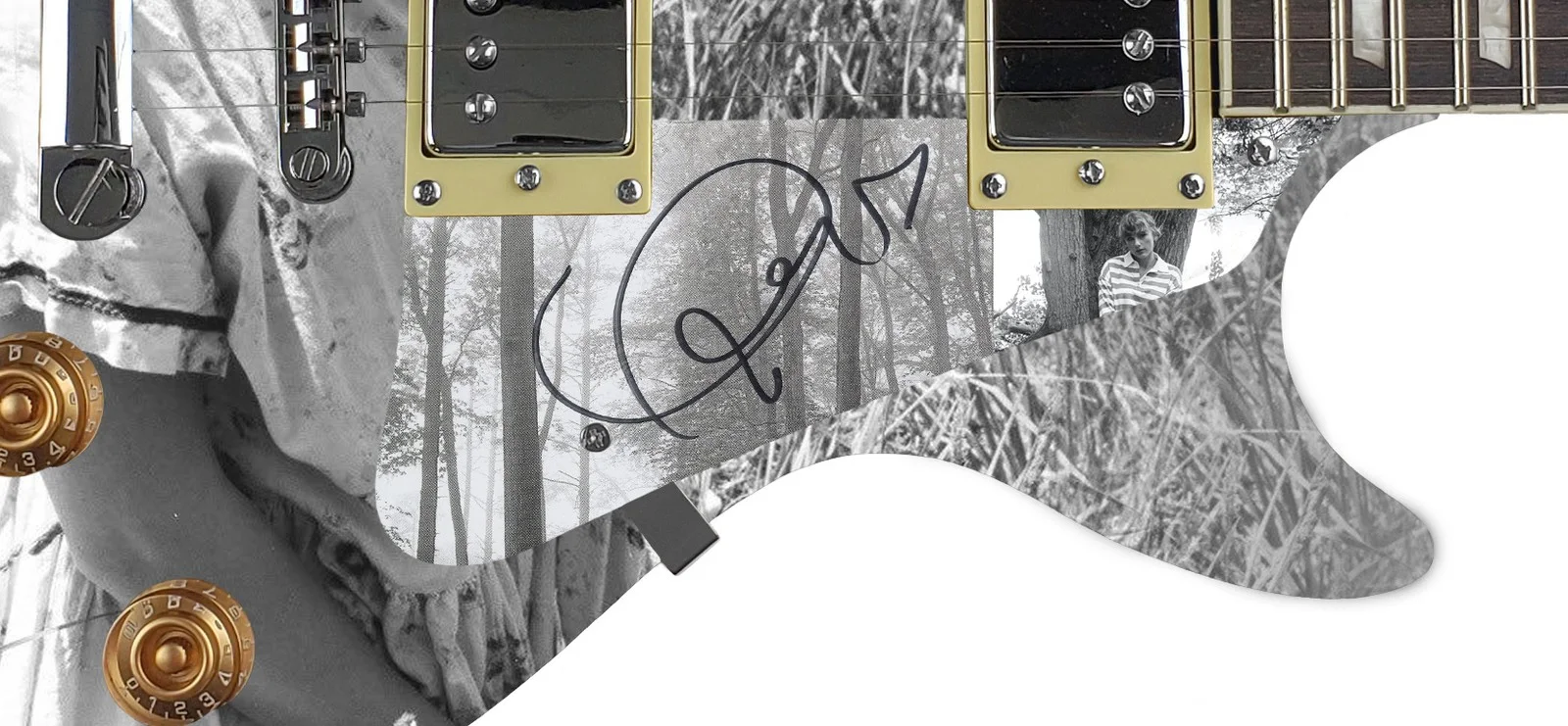 Taylor Swift — Taylor Swift Autographed Signed Electric LP Photo Folklore Guitar ACOA, image 2