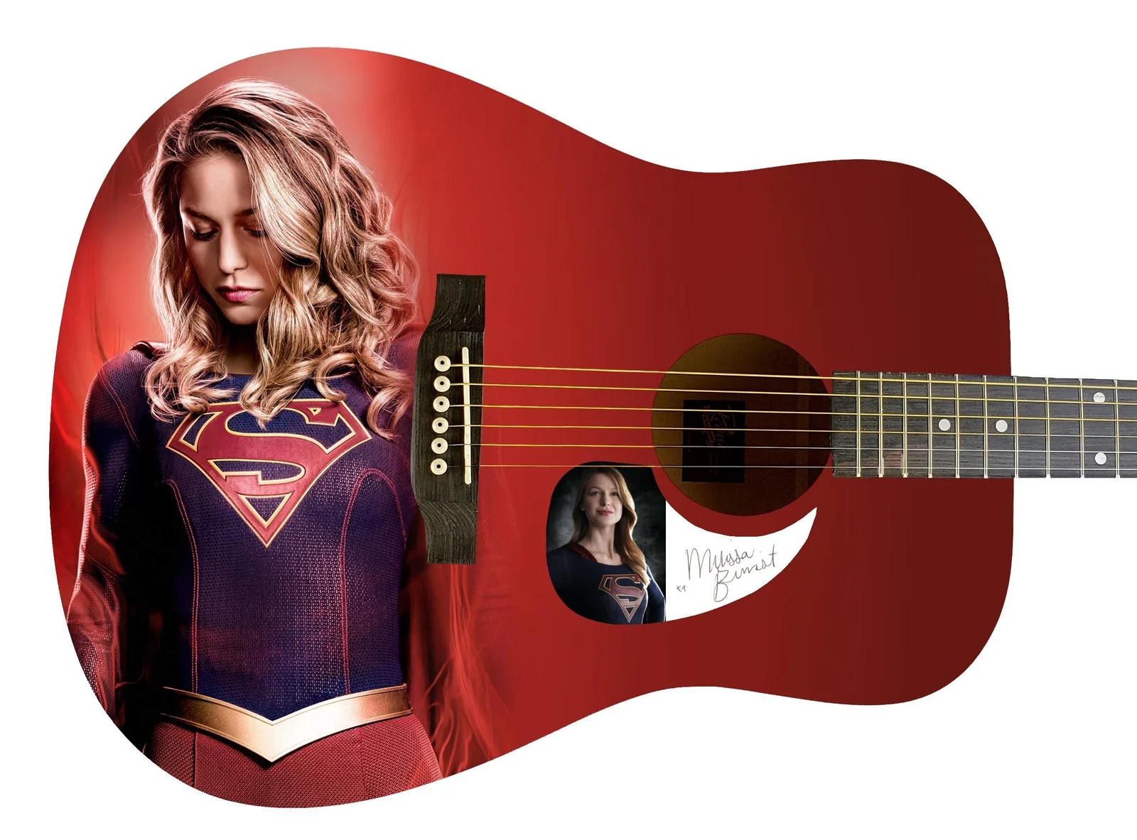 Melissa Benoist — Supergirl Melissa Benoist Signed Custom Acoustic Guitar Autographed ACOA