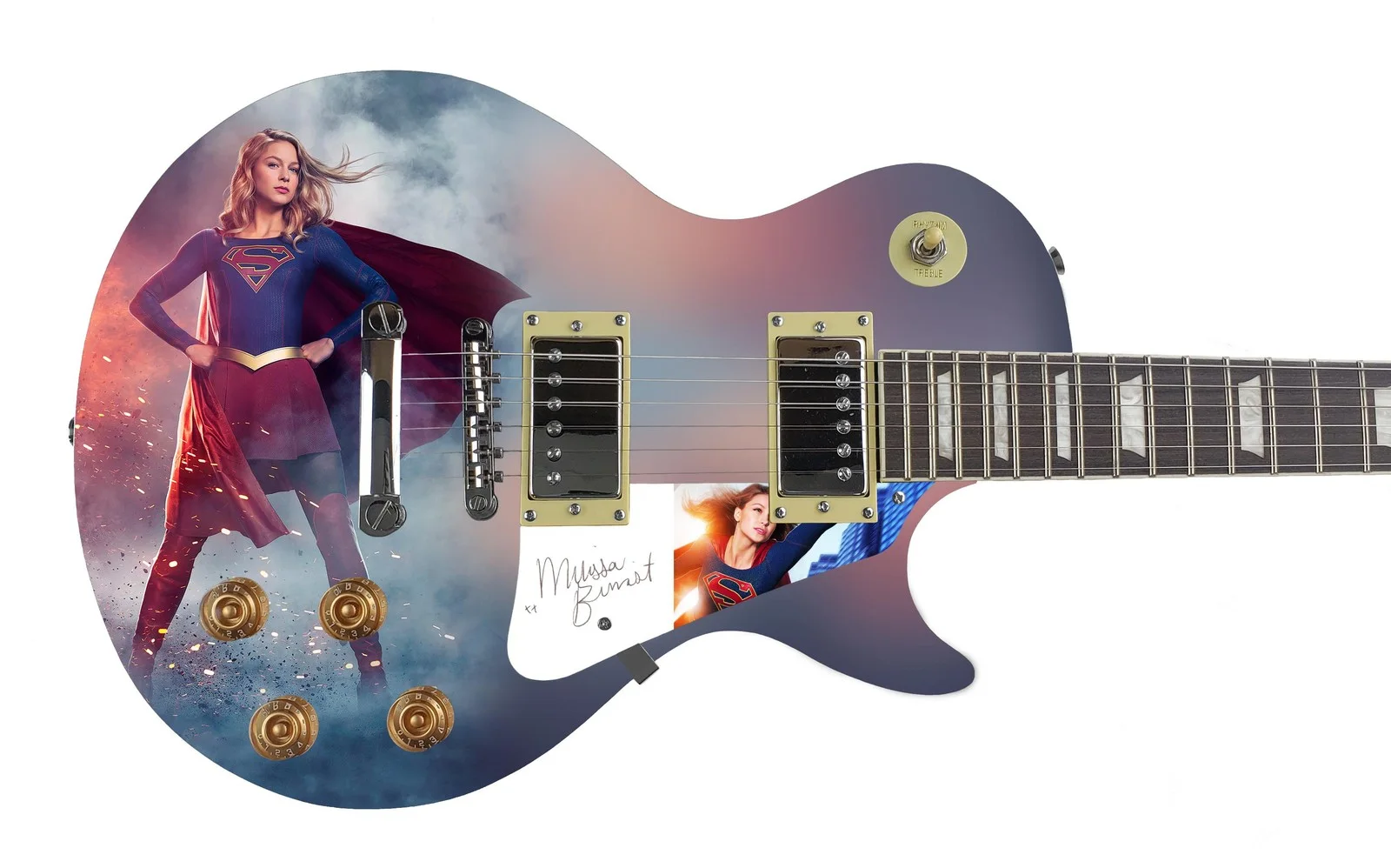 Melissa Benoist — Supergirl Melissa Benoist Signed Custom LP Electric Guitar Autographed ACOA