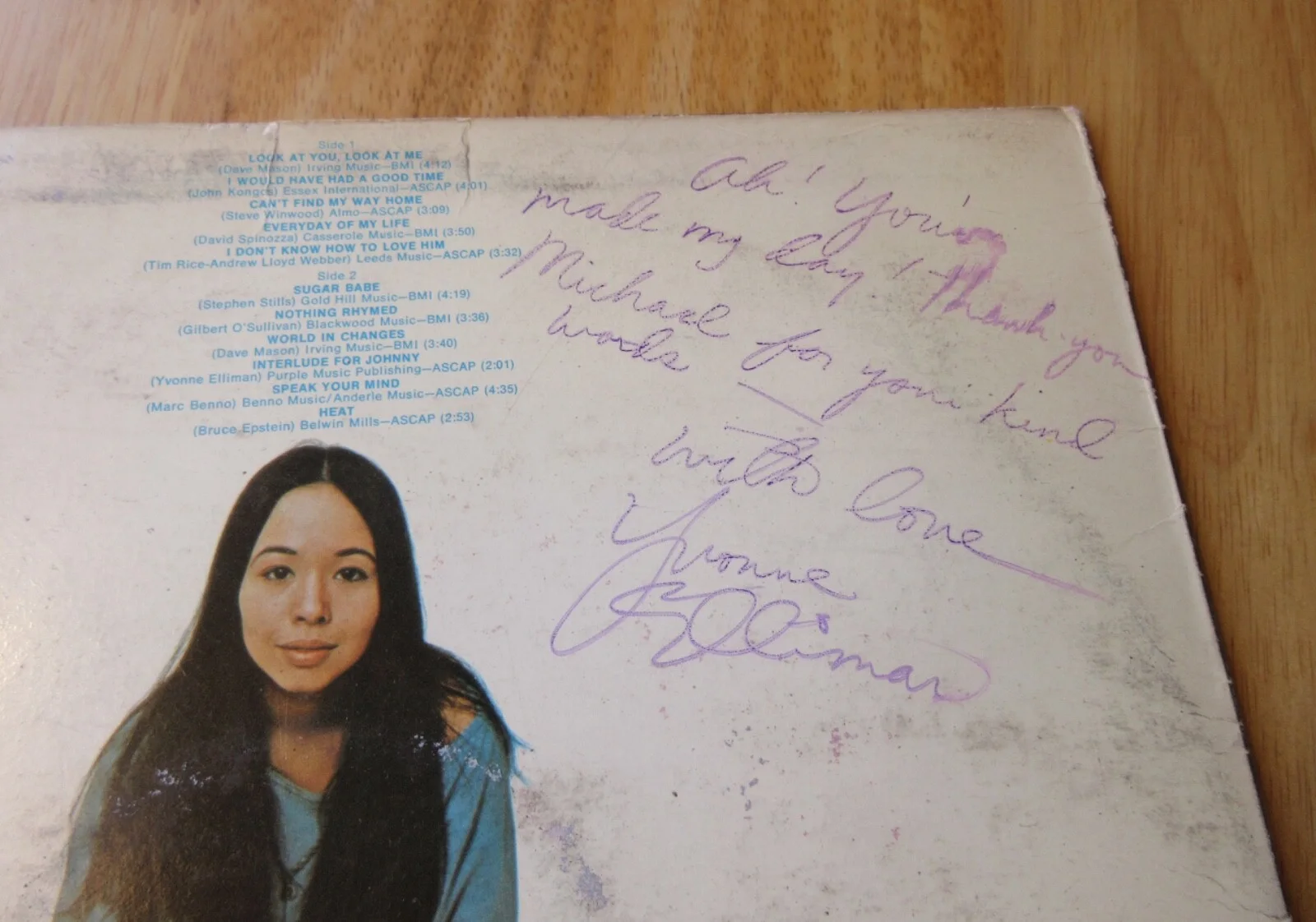 Autographed/Signed YVONNE ELLIMAN LP (1972) **See Pix!**, image 3