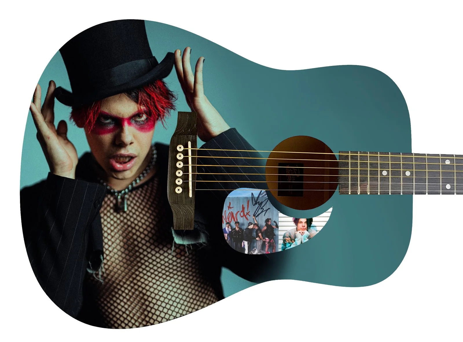 Yungblud — Yungblud Autographed Signed Acoustic Custom Photo Guitar Weird! ACOA