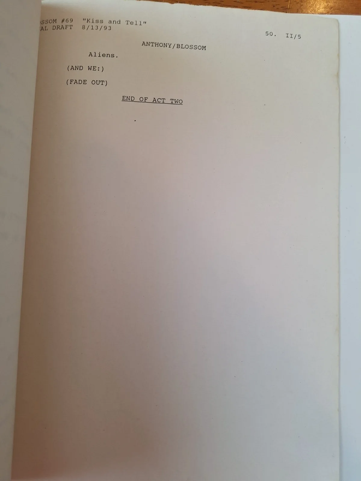 Blossom Television Script Final Draft 1993 "Kiss and Tell" Signed by 7, image 5