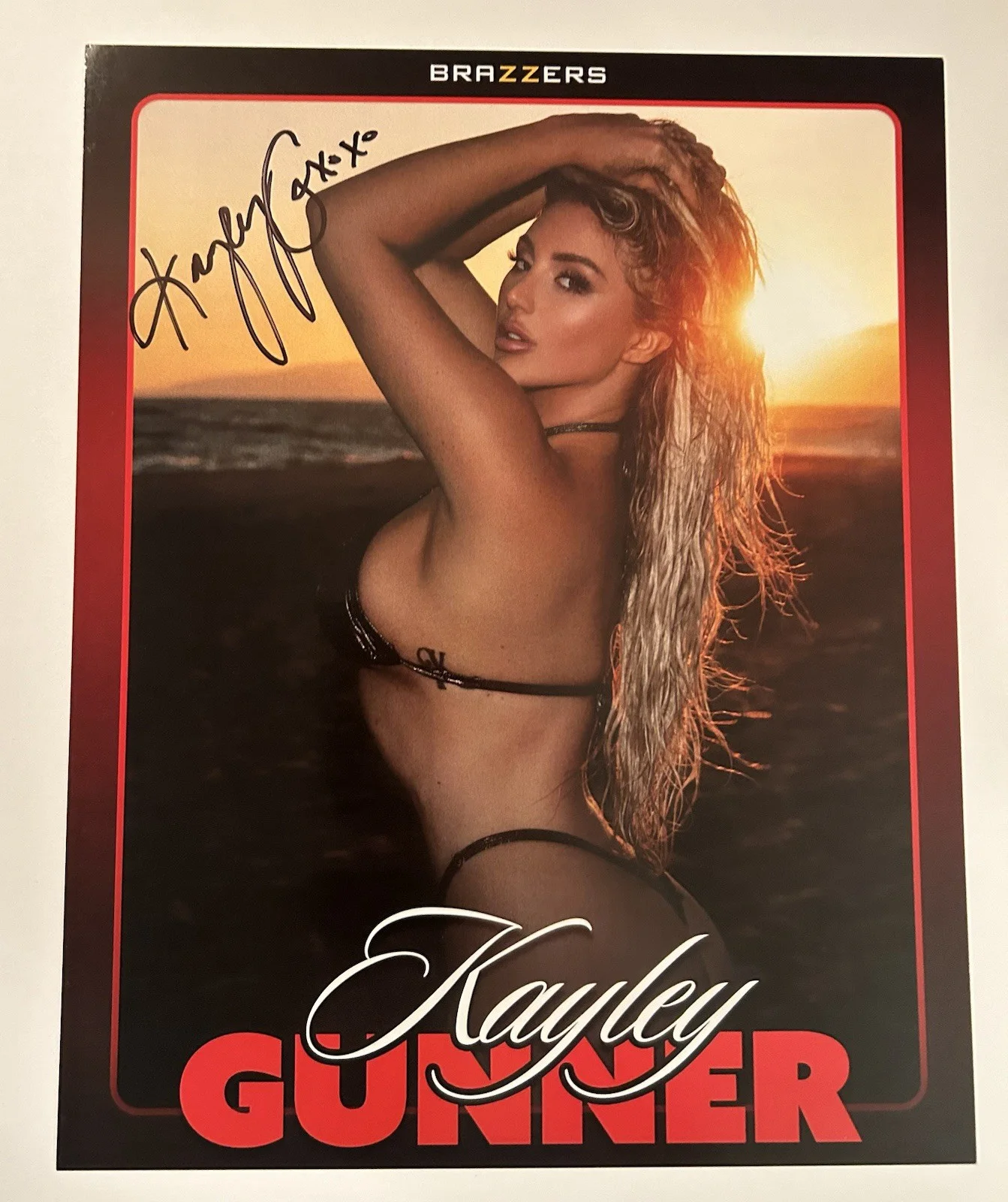 Kayley Gunner — Kayley Gunner Adult Star Brazzers Signed 8x10 Photo Card AVN Proof Pic