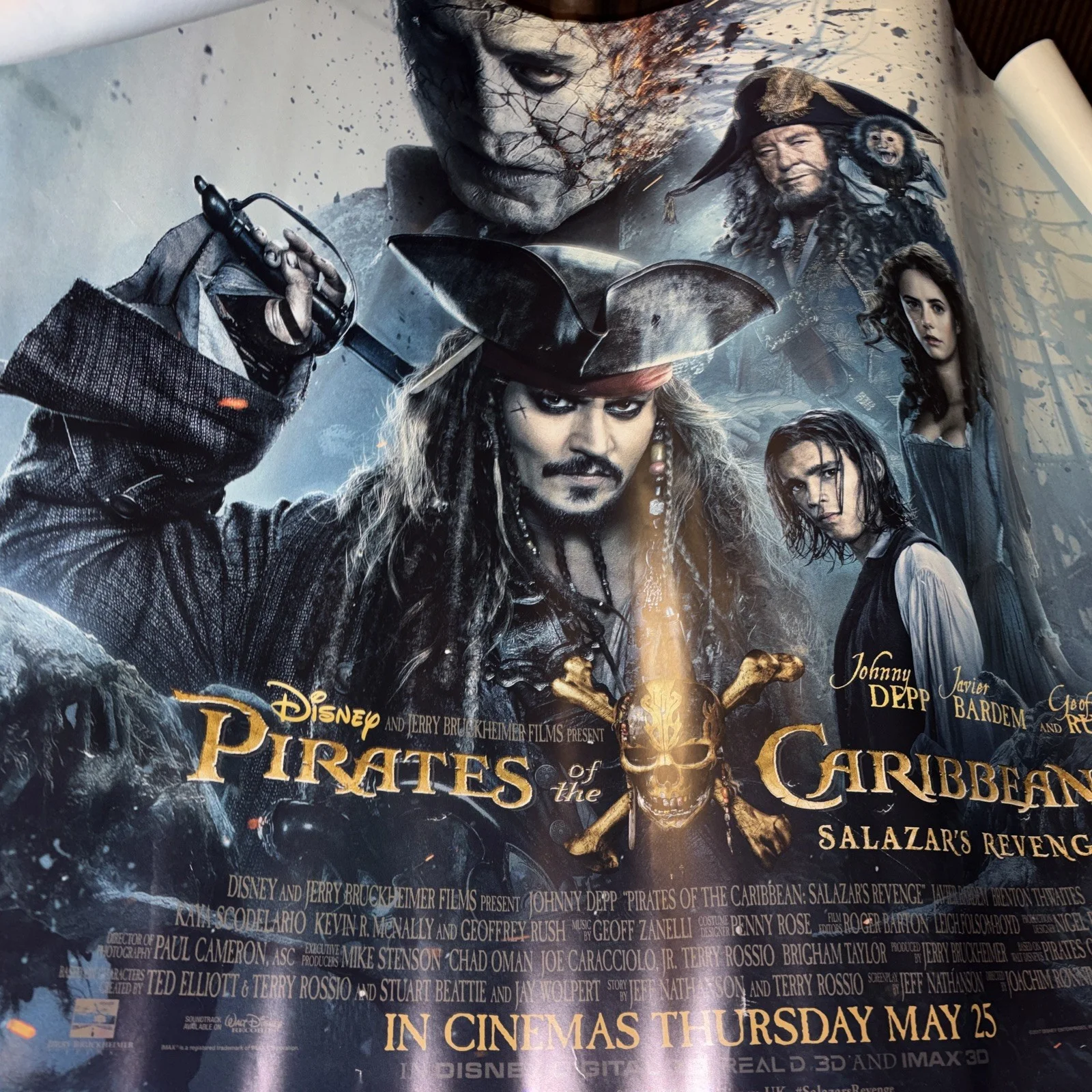 Pirates of the Caribbean Salazar's Revenge Original UK Cinema Quad Poster 2017, изображение 2