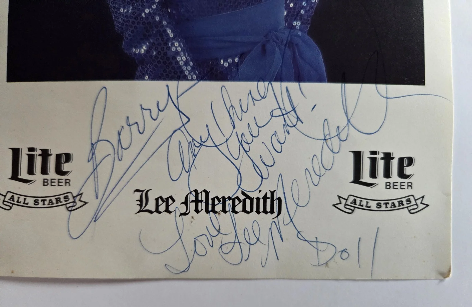 Lee Meredith Autographed Pic Miller Lite All Stars 1980s, image 3