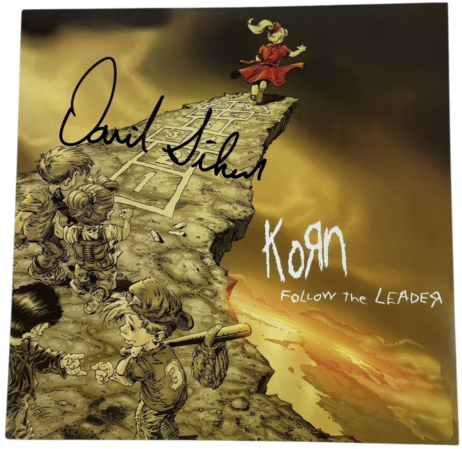 David Silveria signed 12" Vinyl Record Jacket Drummer Follow the Leader KORN JSA, изображение 2