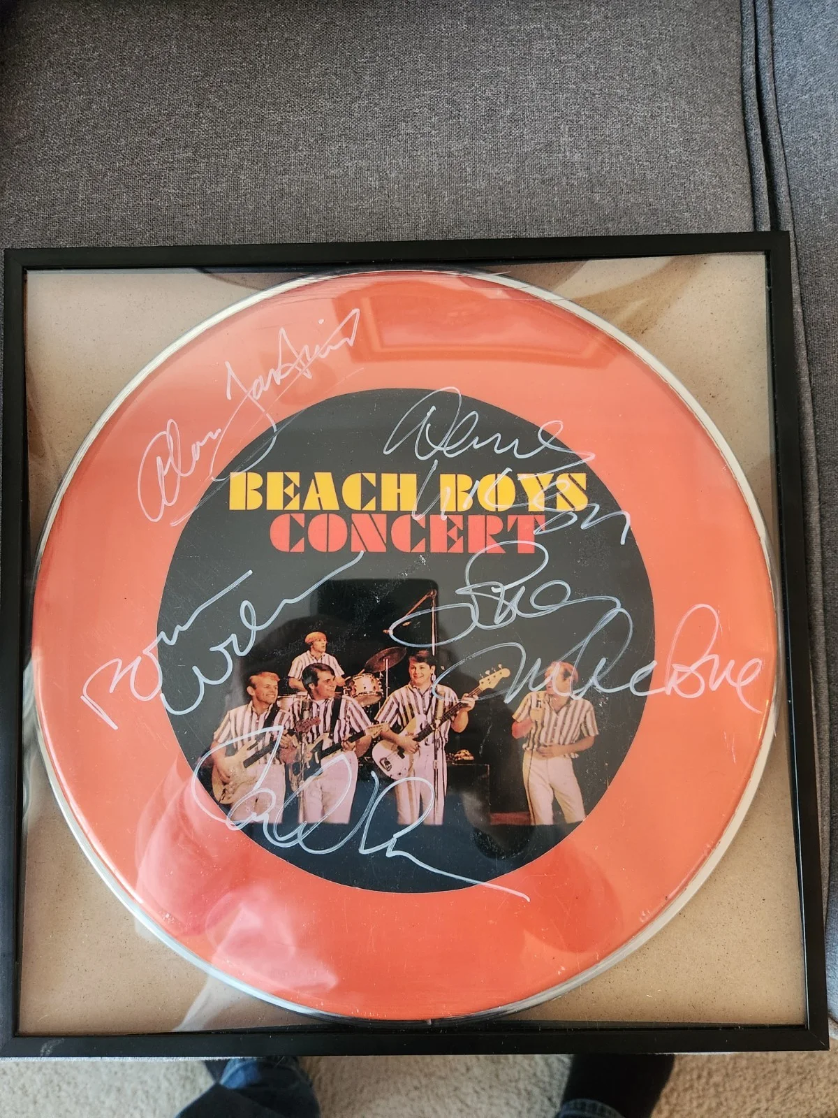 Beach Boys Autographed 12" Drumhead C.O.A., image 2