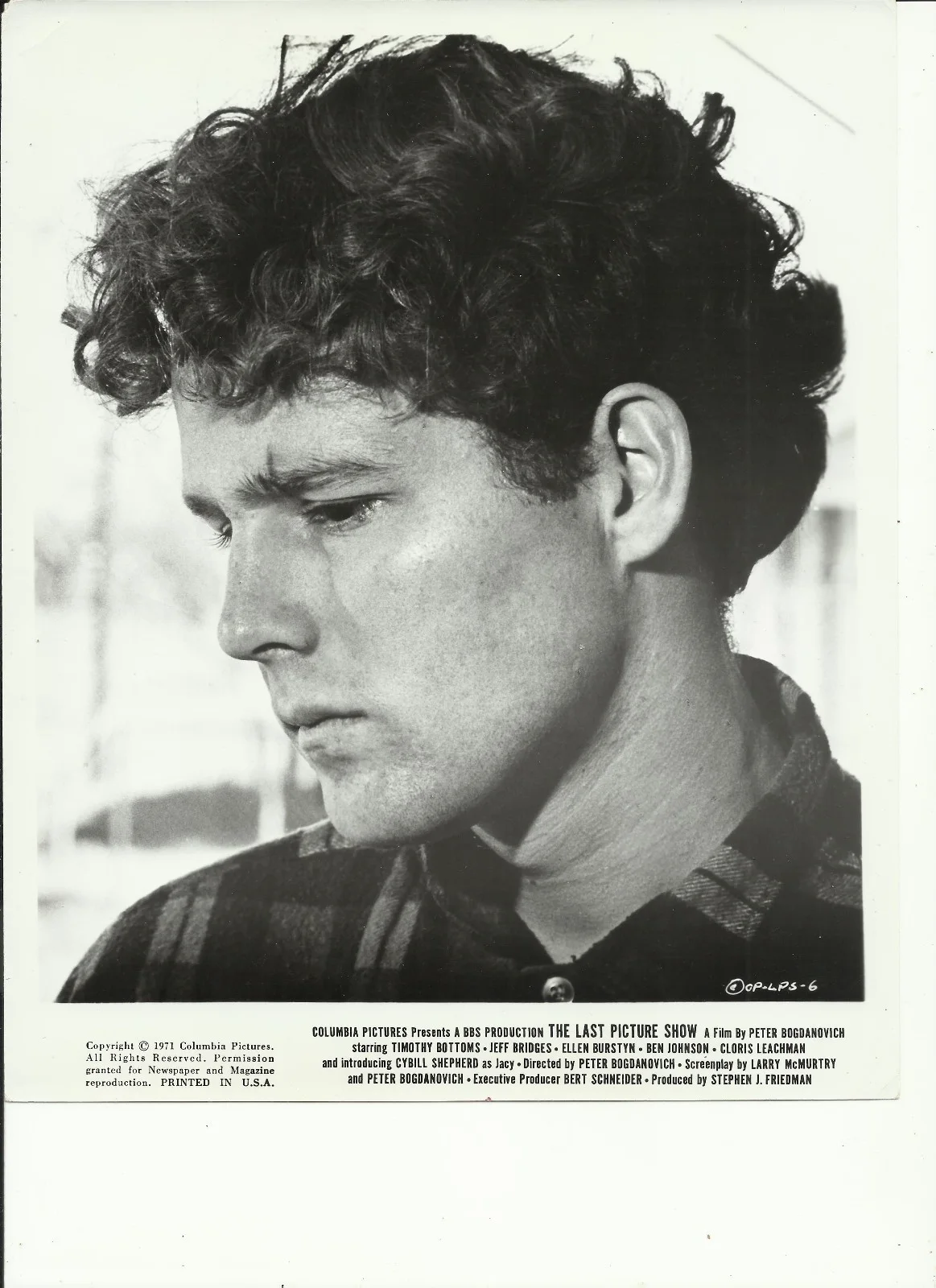 Original Vintage 1971 8x10 The Last Picture Show TIMOTHY BOTTOMS Very Good, изображение 2