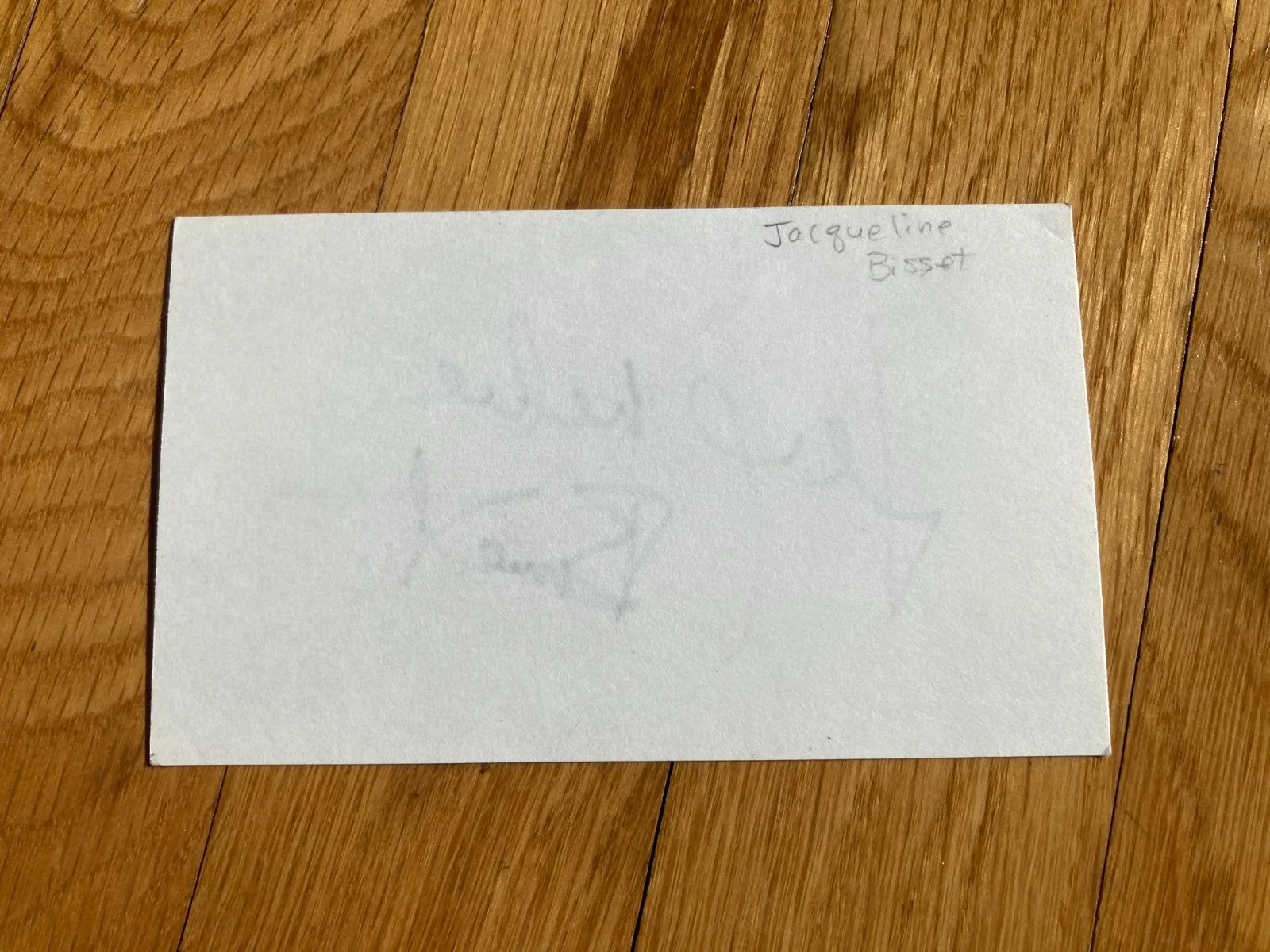 Jacqueline Bisset — Jacqueline Bisset Signed Autographed 3x5 Index Card The Deep Bullitt Joan of Arc, image 2