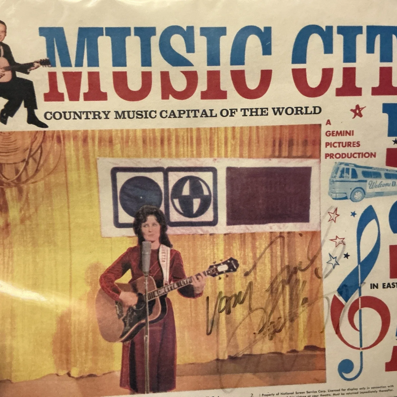 Vintage Music City Usa Country Music AUTOGRAPHED Loretta Lynn From 1966 LAMINATE, изображение 5
