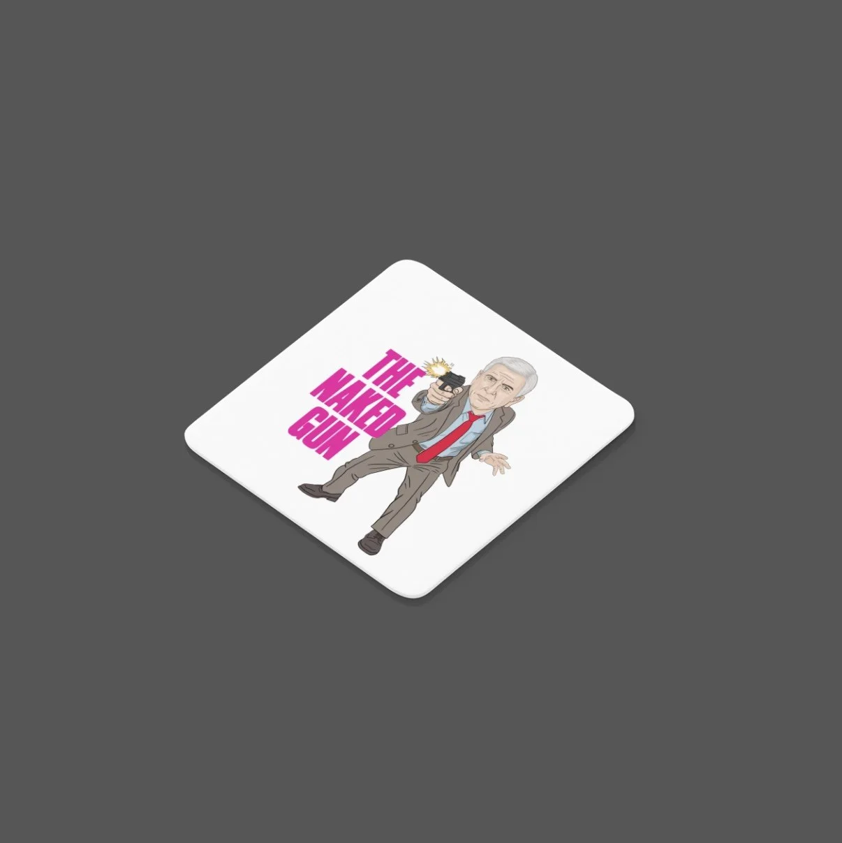 Naked Gun Leslie Nielsen Movie Gift White MDF Coaster, изображение 2