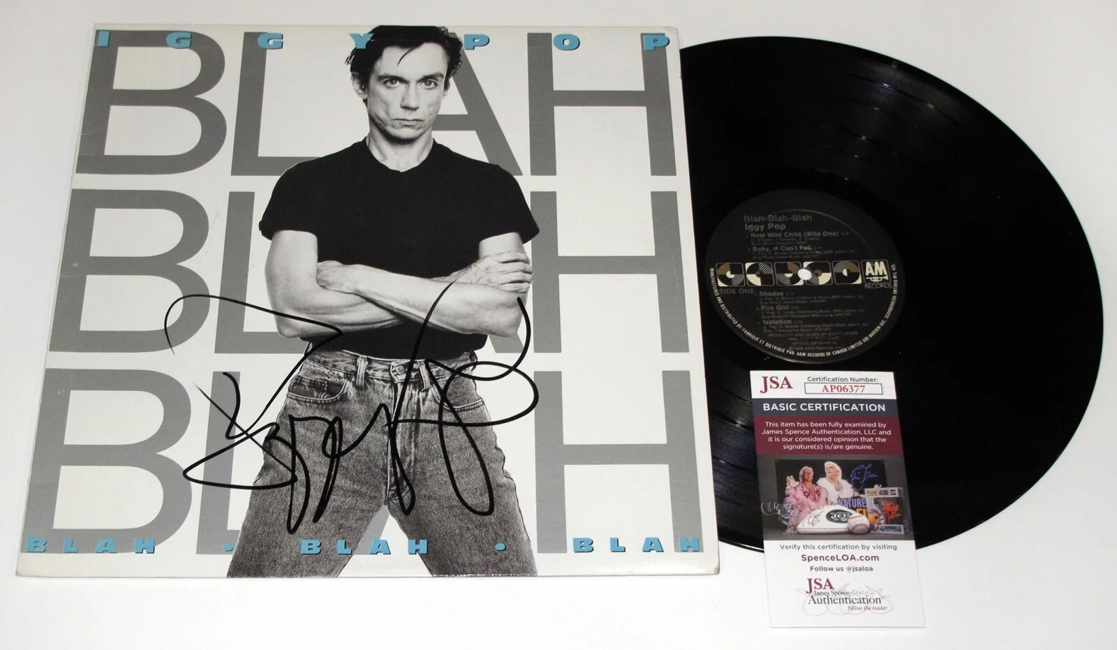 IGGY POP — IGGY POP signed "BLAH BLAH BLAH" Vinyl Album LP Autographed Proof JSA COA, изображение 4
