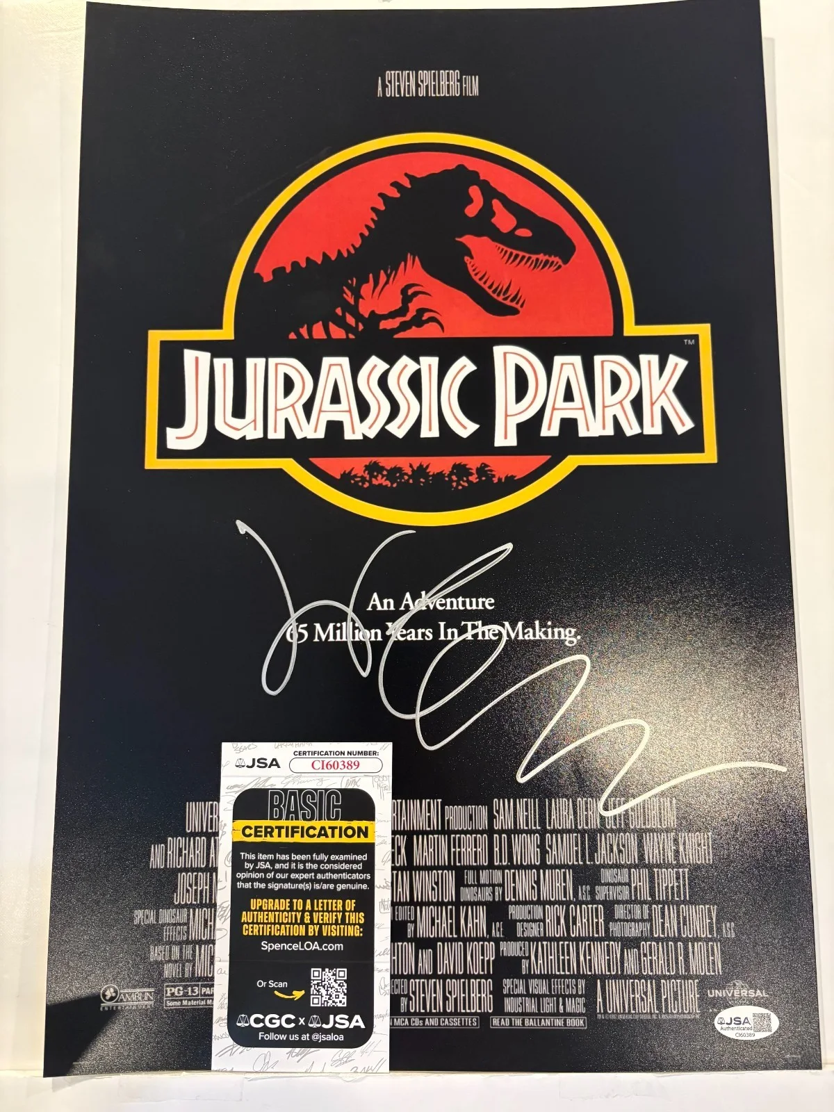 Jeff Goldblum — Autographed Jeff Goldblum signed 12x18 Photo Jurassic Park movie Poster JSA 2