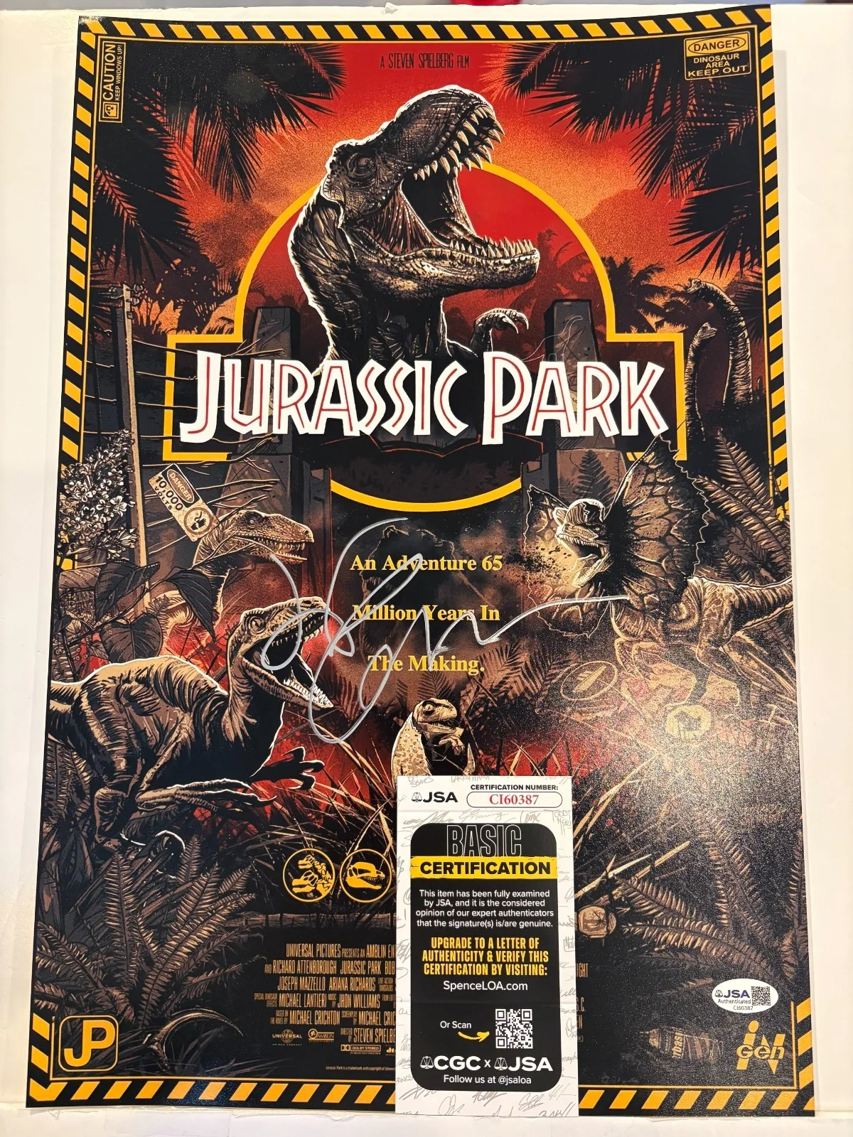 Jeff Goldblum — Autographed Jeff Goldblum signed 12x18 Photo Jurassic Park movie Poster JSA