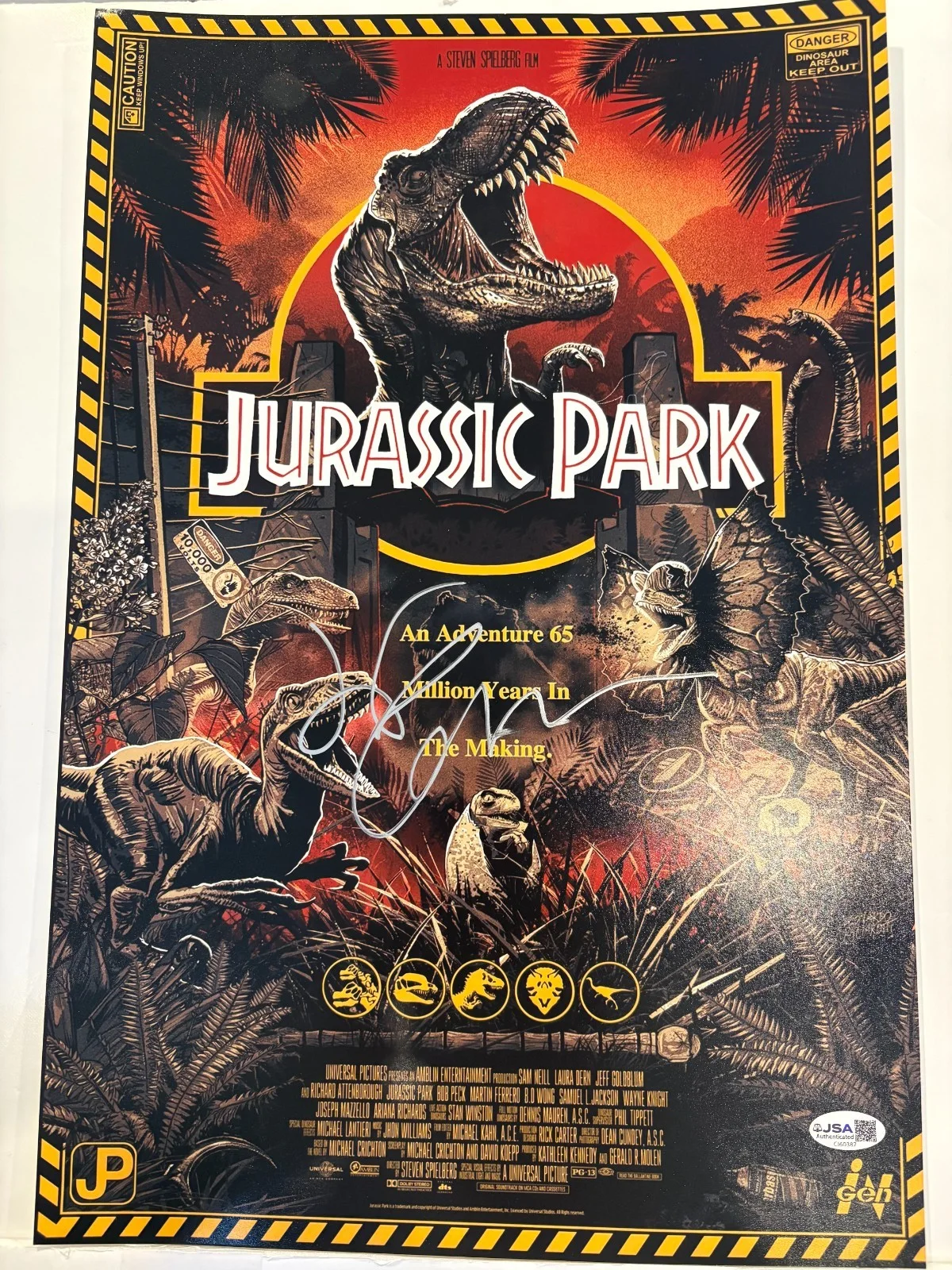 Jeff Goldblum — Autographed Jeff Goldblum signed 12x18 Photo Jurassic Park movie Poster JSA, изображение 3